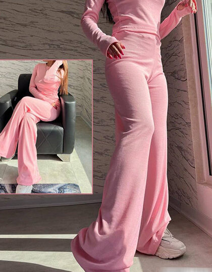 ست کراپ شلوار استین فینگردار 10781