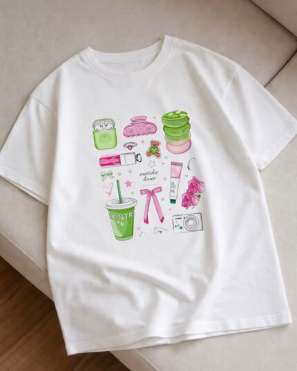 تیشرت باکسی طرح matcha lover کد 10929